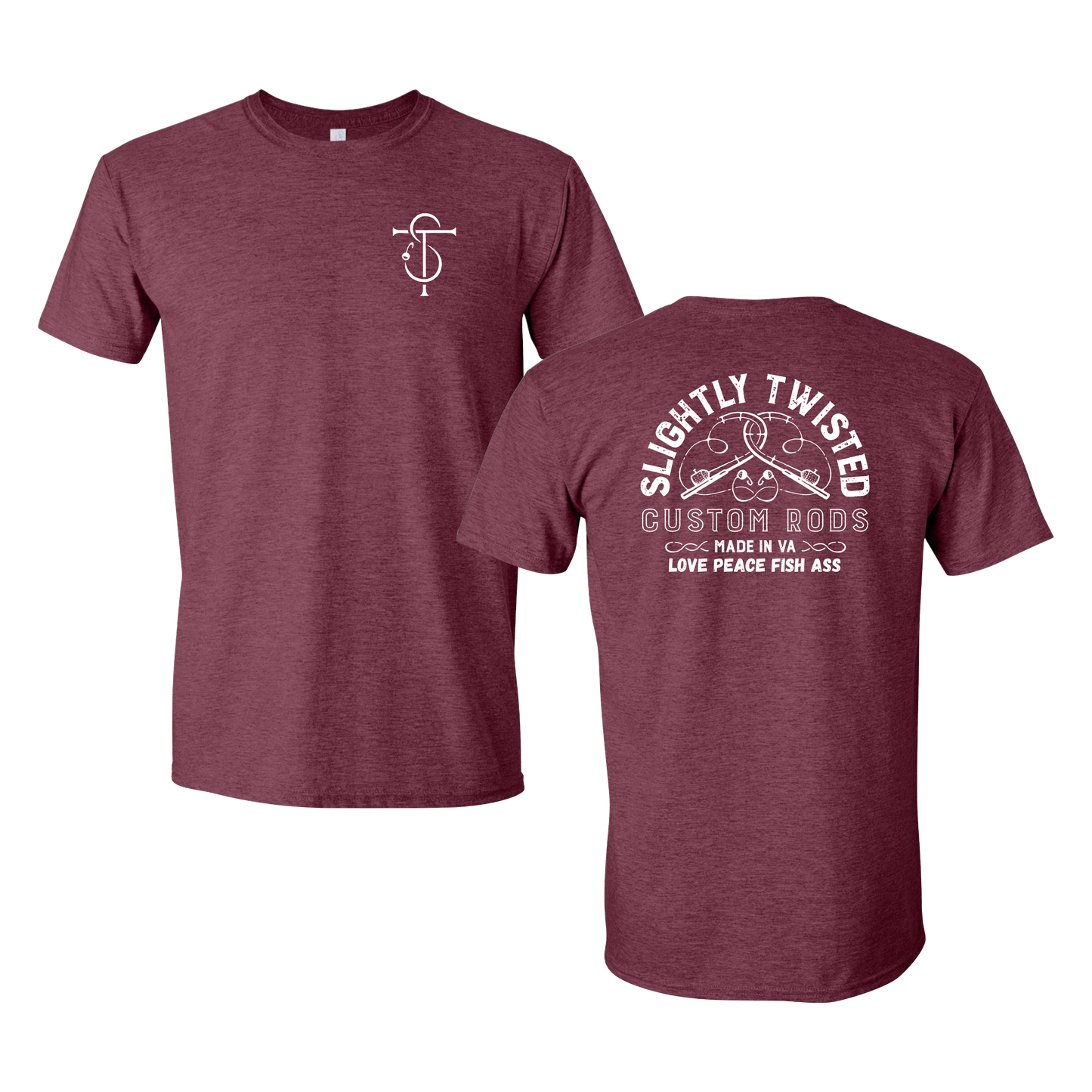 Slightly Twisted Custom Rods Peace Love Graphic Tshirt