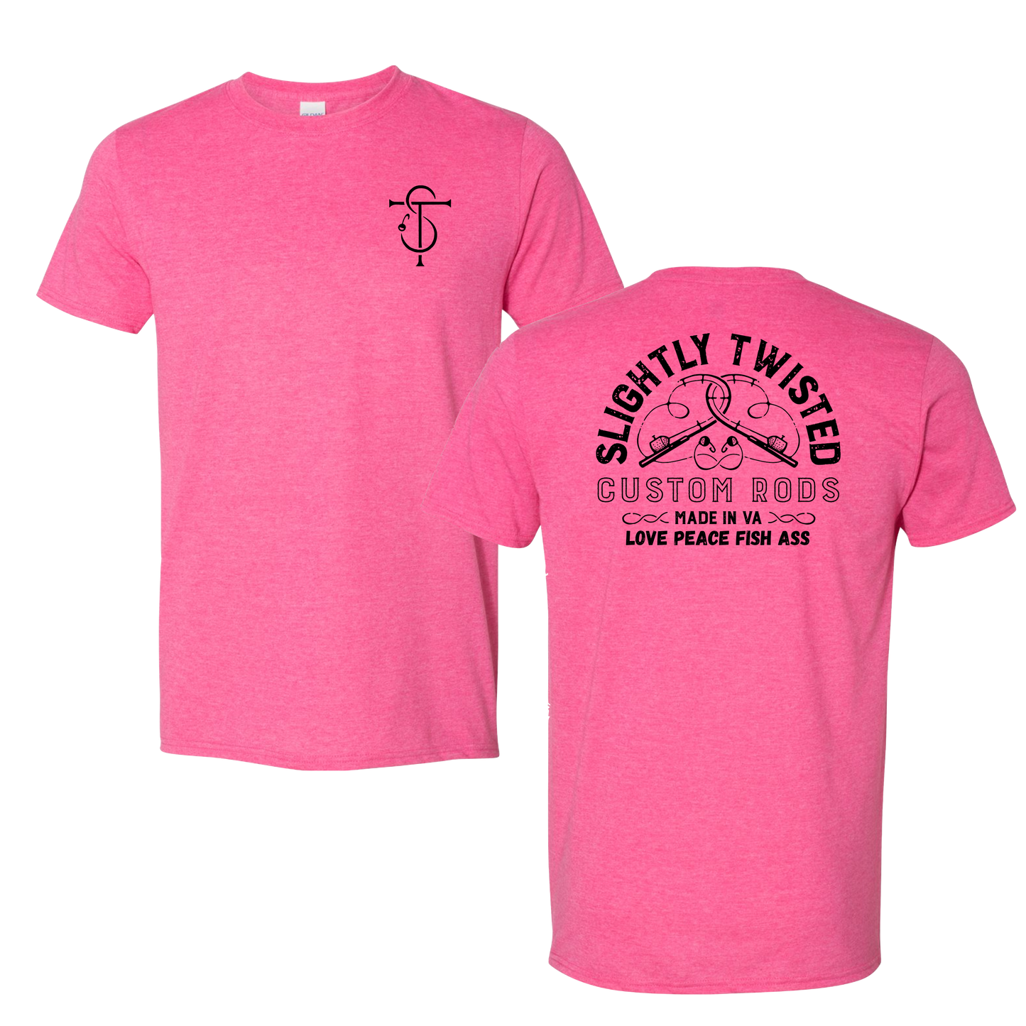 Slightly Twisted Custom Rods Peace Love Graphic Tshirt